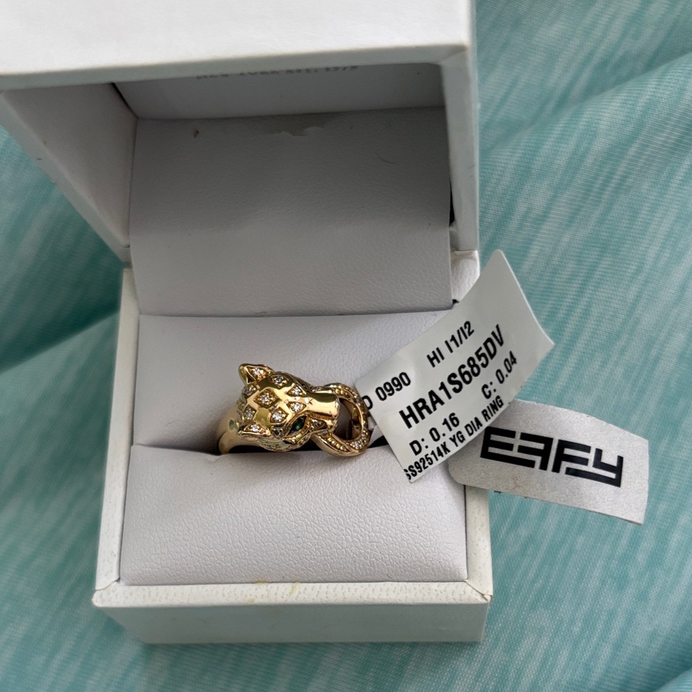 Effy silver with gold overlay  Panther Ring with diamond Accents